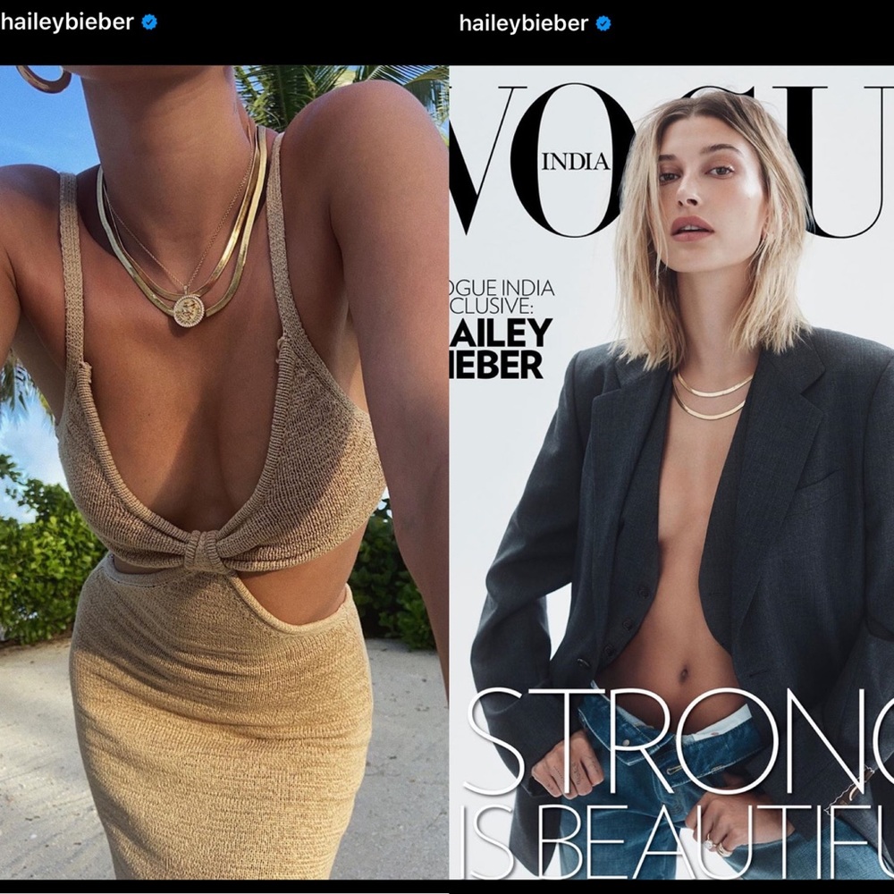 Fallon herringbone snake silver chain necklace set - Picture 4 of 15